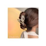 Cinderella Lale Model Mini İncili Kristal Taşlı Kadın Metal Mandal Toka Gold - Modern Mandallı Saç Topuz Tokası