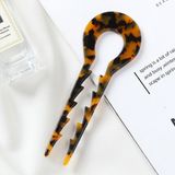 Cinderella Leopar Desen France-Handmade Lüks Kemik Topuz Tokası - Kalın Saçlara Uygun Çubuk Saç Topuz Tokası