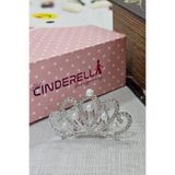 Cinderella Minimal İncili Taşlı Kız Çocuk Bebek Doğum Günü Tacı Gümüş - Parti Düğün Prenses Saç Topuz Tokası