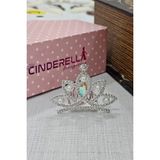 Cinderella Minimal Incili Zirkon Taşlı Kız Çocuk Bebek Doğum Günü Tacı Gümüş - Düğün Prenses Saç Topuz Tokası - Tek Ebat