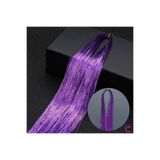 Cinderella Mor Renkli Hair Tinsel Saç Simi 120cm - Simli Saç Aksesuarı Örme Postiş Saça Bağlanan Model