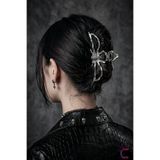 Cinderella Örümcek Tasarım Metal Kadın Mandal Toka 10.5cm Gümüş Renk - Gotik Tarz Mandallı Saç Topuz Tokası