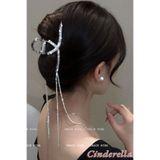 Cinderella Özel Gün Kristal Taşlı Sarkıt Model Büyük Metal Mandal Toka - Yeni Trend Kadın Mandallı Saç Tokası