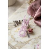 Cinderella Pembe Beyaz Desenli French Pin Asetat Kemik Saç Topuz Tokası 9.2cm - Şık Günlük Kaydırmaz Çubuk Toka - Tek Ebat