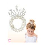 Cinderella Prenses Taç İncili Yıldızlı Taşlı Lastikli Elastik Topuz Tokası - Kız Çocuk Tacı Doğum Günü Tokası