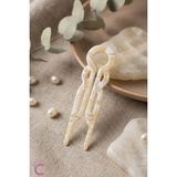 Cinderella Sedefli Beyaz French Pin Asetat Kemik Modern Saç Topuz Tokası 9.2cm - Hediyelik Kaydırmaz Çubuk Toka - Tek Ebat