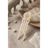Cinderella Sedefli Beyaz French Pin Asetat Kemik Modern Saç Topuz Tokası 9.2cm - Hediyelik Kaydırmaz Çubuk Toka