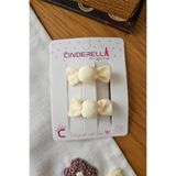 Cinderella Şeker Bayramı Konsepti Kız Bebek Pens Toka Seti 4cm Krem - Acıtmayan Astarlı Klipsli Yan Saç Tokası
