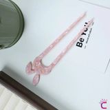 Cinderella Sevimli Tavşan Kulaklı Pembe Kız Çocuk Topuz Tokası Asetat - Kadın Çubuk Toka Saç Topuz Çubuğu - Tek Ebat