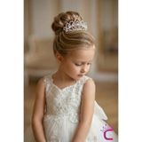 Cinderella Taraklı Kız Çocuk Prenses Tacı İncili Zirkon Taşlı Saç Topuz Tokası Düğün Nikah Kına Doğum Günü Taç