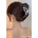Cinderella Taşlı Kelebek Kanat Dokulu Model Metal Mandal Toka Gold Renk - Trend Lüks Mandal Saç Tokası