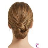 Cinderella Twist Model French Pin Kadın Gold Metal Topuz Tokası 12.5cm - Modern Çubuk Toka Saç Topuz Çubuğu