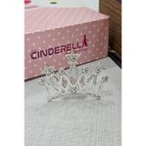 Cinderella Yıldızlı Kız Çocuk Bebek Doğum Günü Tacı Kristal Gümüş Taşlı - Prenses Taç Taraklı Saç Topuz Tokası