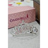 Cinderella Zirkon Kristal Taşlı Kız Çocuk Prenses Doğum Günü Tacı - Parti Düğün Nikah Taraklı Saç Topuz Tokası - Tek Ebat