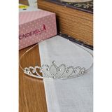 Cinderella Zirkon Taşlı Kız Çocuk Prenses Tacı Gümüş Model8 - Doğum Günü Parti Düğün Kına Kuran Saç Bandı Toka - Tek Ebat