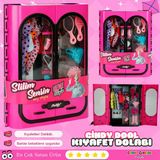 Cindy Doll Aksesuarlı Gardırop Pembe - Barbie Dolap - Barbie Giysi Dolabı - Barbie Gardırop - Gardrop