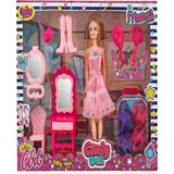 Cindy Doll Bavullu Makyaj Masalı Bebek Seti - Mavi Su Dünyası - Pembe