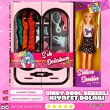 Cindy Doll Bebekli Aksesuarlı Gardırop Açık Pembe - Barbie Dolap - Barbie Giysi Dolabı - Barbie Gardırop - Gardrop