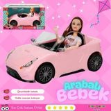 Cindy Doll Bebekli Arabası Pembe - Oyuncak Arabalı Bebek - Barbie Arabası - Bebekli Barbie Arabası -