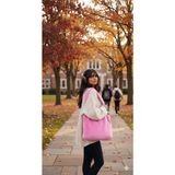 Cindy Pink Laptop Tote / Kadın Peluş Toscana Bilgisayar Çantası 42X34 Sap 65 cm - Şeker Pembe