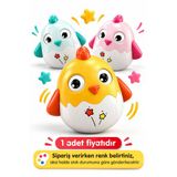 Çıngıraklı Hacıyatmaz Bebek Oyuncağı - Hareketli Gözlü Sesli Eğitici Tavuk Figürü 12 Cm
