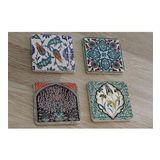 Çini Desenleri Doğal Taş Bardak Altlığı 4'lü set - Natural Stone Coasters