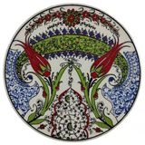 Çini Desenli Çiçekler Seramik Yuvarlak Nihale 16 Cm Koruyucu Kaydırmaz Altlik Model 4