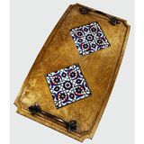 Çini Evi Bitkisel Motif Ahşap Tepsi