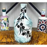 Çini Evi Turkuaz Dokulu Zeytin Dalı Desenli El Işi Zeytinyağlık 410 ml