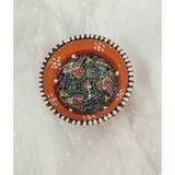 Çini Turuncu 8 cm Çerezlik Kase Sosluk Sunumluk Kahvaltılık 1 Adet 18209 - Çok Renkli