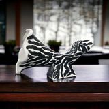 Çini Zebra Desenli Akustik Telefon Tutucu Kablosuz Gramafon Hoparlör - Siyah - Beyaz