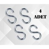 Çinko İle İşlenmiş 316 Paslanmaz Çelik KROM S Kanca, 6 mm 4 Adet Her Türlü Amaç İçin Kullanılır