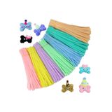 Cinnamon Bunny 100 Adet Pastel Tonlar Renkli Şönil, Figür Çiçek Yapım Seti, Tüylü Tel, 30 Cm