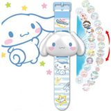 Cinnamoroll Figür Sanrio Projeksiyonlu Çocuk Kol Saat Dijital 24 Adet Farklı Resim - Beyaz