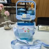 Cinnamoroll Figürlü Çocuk Suluk Matara 520ML Askılı Iki Bölmeli Kapak Plastik AD74106 - Mavi