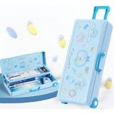 Cinnamoroll Sanrio 2 Katmanlı Çekçek Tekerlekli Valiz Büyük Stickerli Kalemlik Kalem Kutu