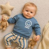 Ciobaby Erkek Bebek Takımı Smile Yazı Baskılı - Mavi - 9 Ay