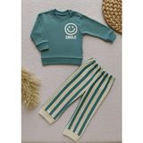 Ciobaby Erkek Bebek Takımı Smile Yazı Baskılı - Yeşil - 9 Ay