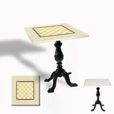 Çipa 1001 Döküm Ayak Kare Masa 80X80 Cm - (Werzalit, Wermodin Ve Allzalit Tabla) - Krem Satranç