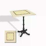 Çipa 1002 Döküm Ayak Kare Masa 70X70 Cm - (Werzalit, Wermodin Ve Allzalit Tabla) - Krem Satranç