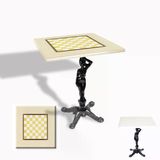 Çipa 1003 Döküm Ayak Kare Masa 80X80 Cm - (Werzalit, Wermodin Ve Allzalit Tabla) - Krem Satranç