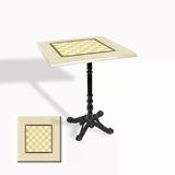 Çipa 1004 Döküm Ayak Kare Masa 70X70 Cm - (Werzalit, Wermodin Ve Allzalit Tabla) - Krem Satranç