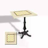Çipa 1012 Döküm Ayak Kare Masa 70X70 Cm - (Werzalit, Wermodin Ve Allzalit Tabla) - Krem Satranç