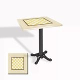 Çipa Döküm Ayak Kare Masa 70X70 Cm - (Werzalit, Wermodin Ve Allzalit Tabla) - Satranç Krem