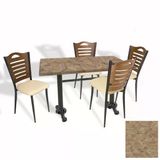 Çipa Döküm Ayak - Papelli Sandalye Mutfak Masa Takımı (Werzalit, Wermodin Ve Allzalit Tabla) - Edgy Wood - Krem - 80X120
