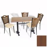 Çipa Döküm Ayak - Papelli Sandalye Mutfak Masa Takımı (Werzalit, Wermodin Ve Allzalit Tabla) - Koyu Ahşap - Krem - 80X140