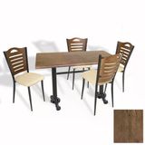 Çipa Döküm Ayak - Papelli Sandalye Mutfak Masa Takımı (Werzalit, Wermodin Ve Allzalit Tabla) - Rustic Dark - Krem - 80X140