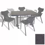 Çipa Döküm Ayak - Play Polipropilen Masa Takımı - 80X140 (Werzalit, Wermodin Veya Allzalit Tabla) - Greymarble-Antrasit