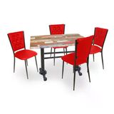 Çipa - Kapitoneli Mutfak Masa Takımı - 70X120 (Werzalit, Wermodin Ve Allzalit Tabla) - Red Wood - Kırmızı