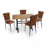 Çipa - Kapitoneli Mutfak Masa Takımı - 80X120 (Werzalit, Wermodin Ve Allzalit Tabla) - Indiana Wood - Kahve